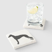 Whippet-Silhouette Steinuntersetzer (Seitenansicht)