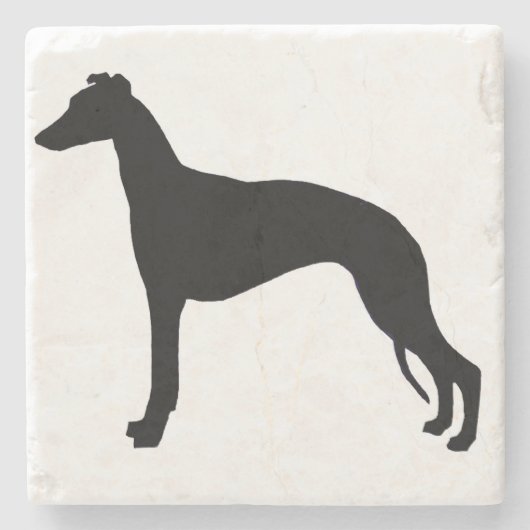 Whippet-Silhouette Steinuntersetzer (Vorderseite)