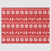 Whippet Silhouette-Weihnachtsmuster-Rot Seidenpapier (Vorderseite)