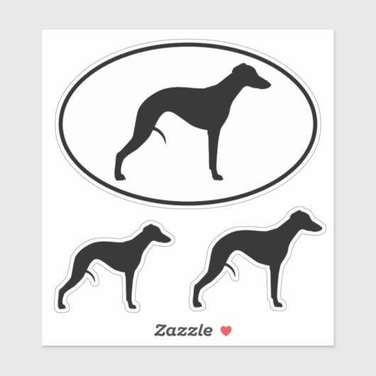 Whippet-Silhouetten Oval und Die Set Sticker schne (Blatt)