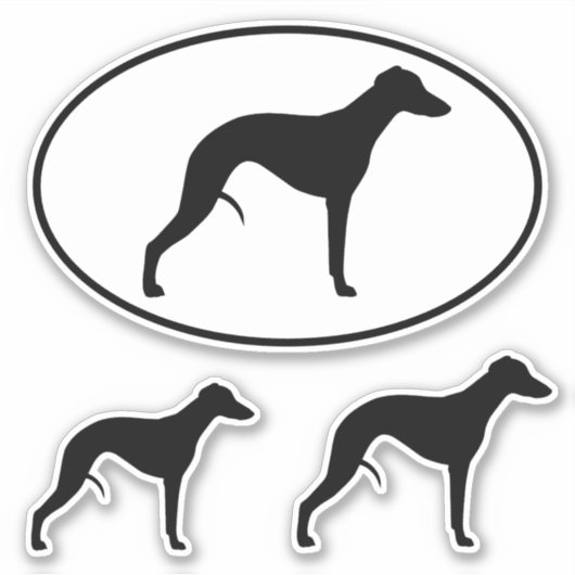 Whippet-Silhouetten Oval und Die Set Sticker schne (Vorderseite)