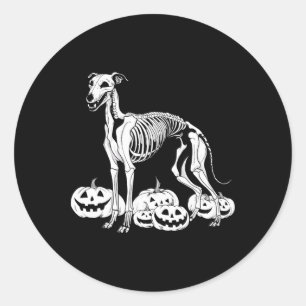Whippet-Skelett Geburtstag Halloween Hund Männer F Runder Aufkleber
