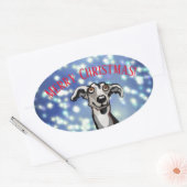 Whippet Sternennacht, Frohe Weihnachten Ovaler Aufkleber (Umschlag)