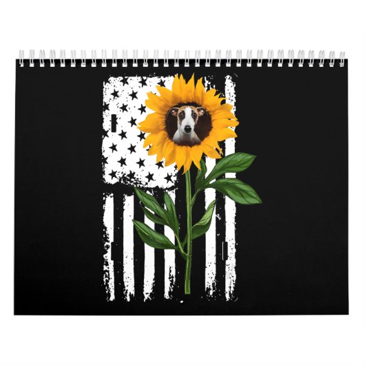 Whippet Sunflower Flag Hippie Whippet Dog Liebhabe Kalender (Titelbild)