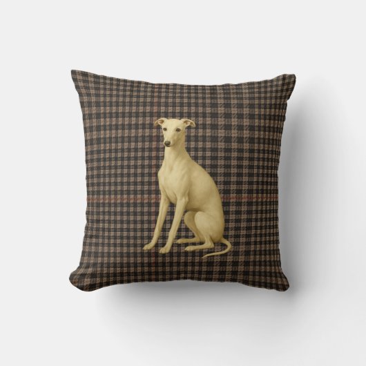 Whippet tartan / plaid / tweed cushion kissen (Vorderseite)