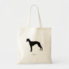 Whippet Taschen-Tasche (schwarze Silhouette) Tragetasche