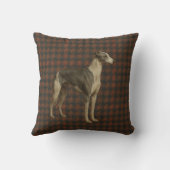 Whippet throw cushion. Whippet on tweed/tartan Kissen (Rückseite)