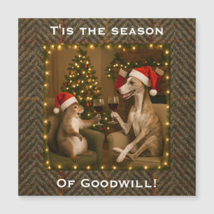 Whippet und Eichhörnchen Weihnachten Magnetkarte