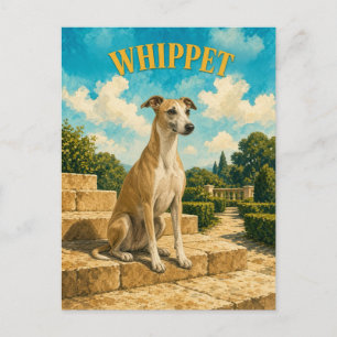 Whippet, Vintage-Wasserfarben-Hunde-Kunst Postkarte