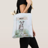 Whippet-Wasserfarbe Personalisierter Hund Tasche (Von Nahem)