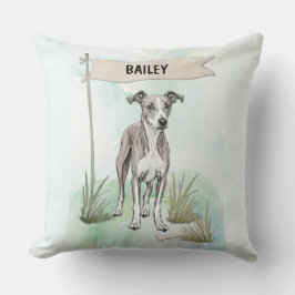 Whippet Watercolor Personalized Dog Kissen