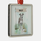 Whippet Watercolor Personalized Dog Ornament Aus Metall (Rechts)
