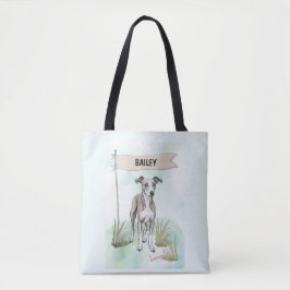 Whippet Watercolor Personalized Dog Tasche