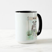Whippet Watercolor Personalized Dog Tasse (VorderseiteRechts)