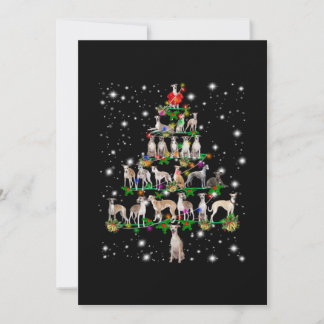Whippet Weihnachtsbaum mit leuchtendem Licht bedec Dankeskarte