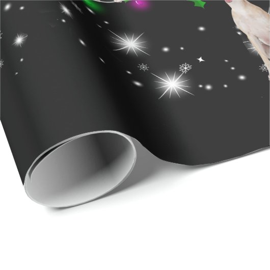 Whippet Weihnachtsbaum mit leuchtendem Licht bedec Geschenkpapier (Rolleneckpunkt)