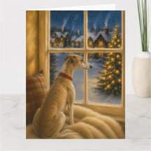 Whippet-Weihnachtsfensterporträt