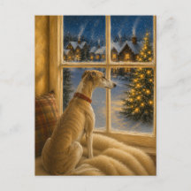 Whippet-Weihnachtsfensterporträt
