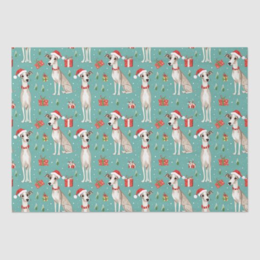 Whippet Whimsy Weihnachten Seidenpapier (Vorderseite)