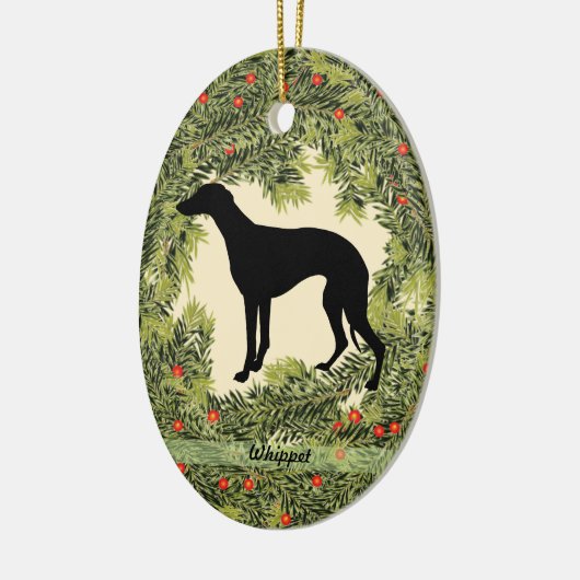 Whippet Wreath Keramik Ornament (Links)