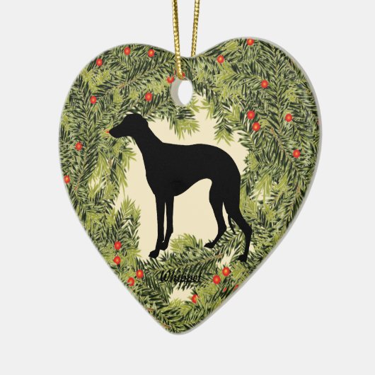 Whippet Wreath Keramikornament (Links)