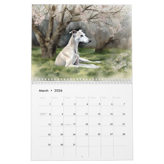 Whippets-Kalender, jedes Jahr Kalender (Mär 2026)
