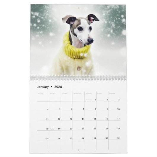 Whippets-Kalender, jedes Jahr Kalender (Jan 2026)