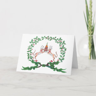 Whippets mit Freude Feiertagskarte