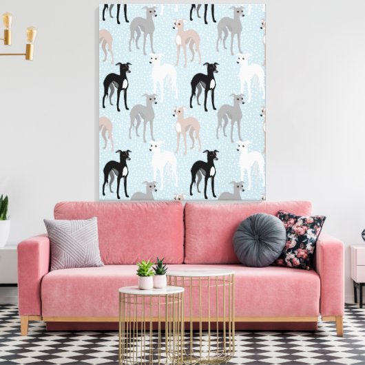 Whippets oder italienische Greyhounds Elegantes Mu Leinwanddruck (Insitu (Wohnzimmer))