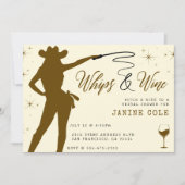 Whips & Wine Cowgirl Brautparty Einladung (Vorderseite)