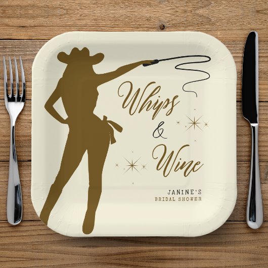 Whips & Wine Cowgirl Brautparty Pappteller