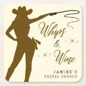 Whips & Wine Cowgirl Brautparty Rechteckiger Pappuntersetzer (Vorderseite)