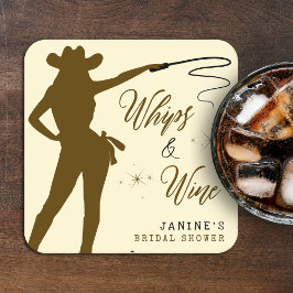 Whips & Wine Cowgirl Brautparty Rechteckiger Pappuntersetzer