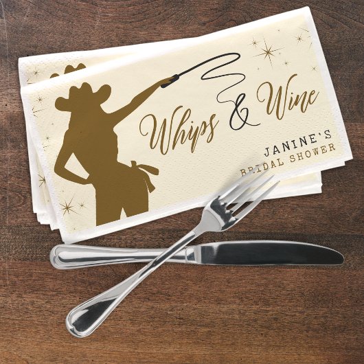 Whips & Wine Cowgirl Brautparty Serviette