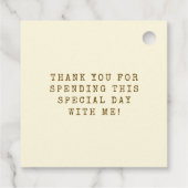 Whips & Wine Cowgirl Brautparty Vielen Dank Geschenkanhänger (Rückseite)