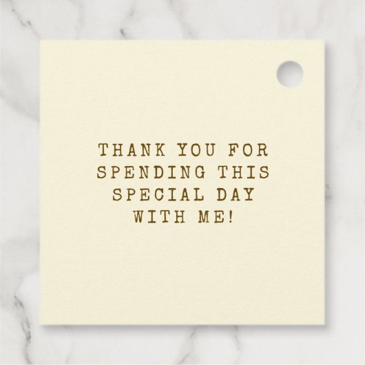 Whips & Wine Cowgirl Brautparty Vielen Dank Geschenkanhänger (Rückseite)