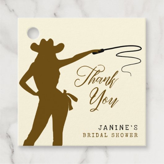 Whips & Wine Cowgirl Brautparty Vielen Dank Geschenkanhänger (Vorderseite)