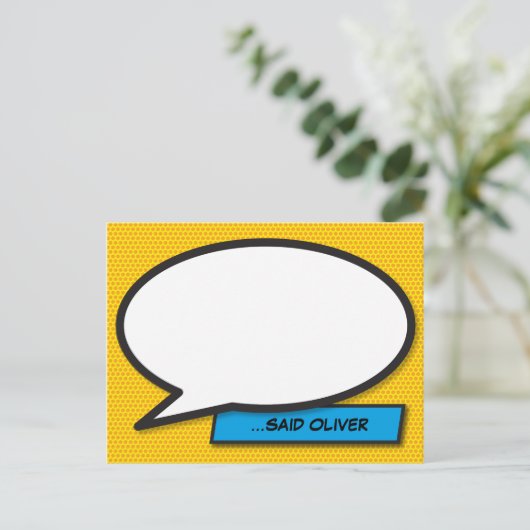 WHIRE Your Message Speech Bubble Fun Retro Postkarte (Stehend Vorderseite)