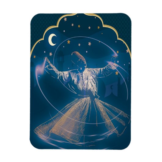 Whirling Dervish Gold Blue Digital Malerei Magnet (Vertikal)