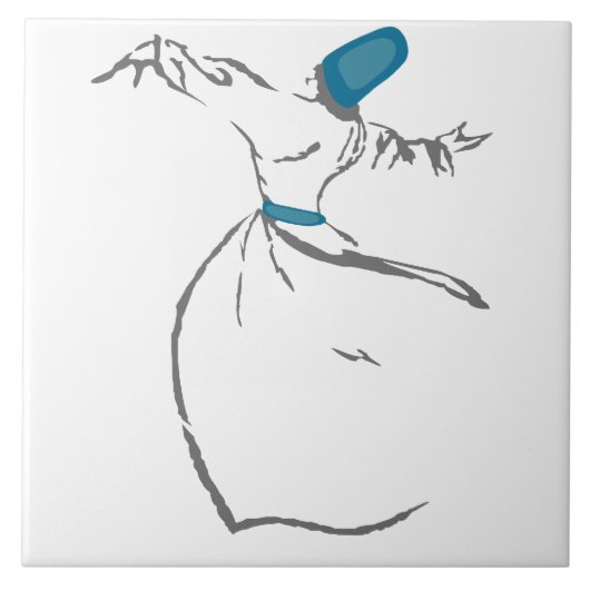 Whirling Derwisch - Türkis-Fliese Fliese (Vorderseite)