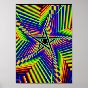 whirling Regenbogen-Pentagramm 3 Poster
