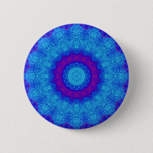 Whirlpool Blue Abstrakt Mandala Button