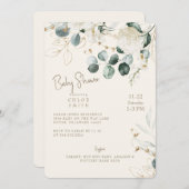 Whirlpool Eucalyptus Cream Baby Dusche Einladung (Vorne/Hinten)