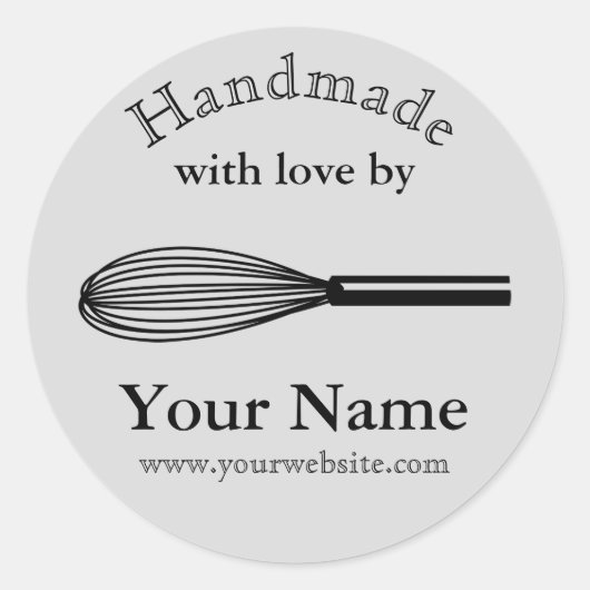 Whisk Backaufkleber Handmade by Your Name Kitchen Runder Aufkleber (Vorderseite)