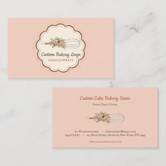 Whisk Blume Bakershop Kochrezept Visitenkarte (Vorne/Hinten)