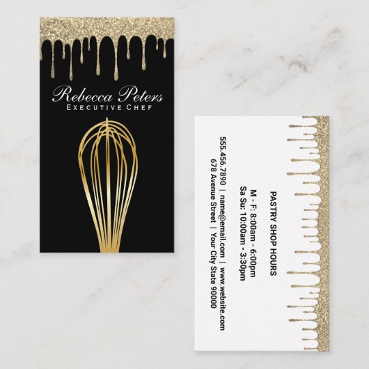 Whisk Golden | Glitzer Tropfen Sirup Visitenkarte (Vorne/Hinten)