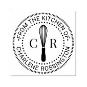 Whisk Kitchen Utensil 2 Initial Monogram Book Name Permastempel (Design)