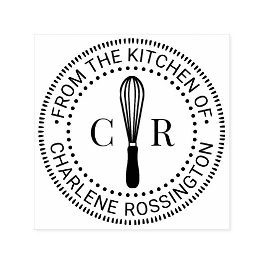 Whisk Kitchen Utensil 2 Initial Monogram Book Name Permastempel (Design)