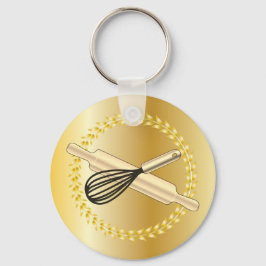 Whisk & Rolling Button Backen Lover's Goldlaurel Schlüsselanhänger