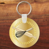 Whisk & Rolling Button Backen Lover's Goldlaurel Schlüsselanhänger (Vorderseite)